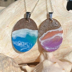 Lightweight beach inspired pendants glisten in the sun and glow in the dark. These handmade necklaces bring the ocean close to your heart!
