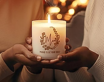Candela personalizzata per la festa della mamma: regalo profumato in cera di soia per la mamma