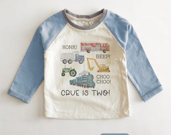 Honk Beep Choo Choo! Birthday Raglan - Vehicle Birthday Toddler Shirt - Dump Truck Fire Truck Transportation Toddler Long Sleeve