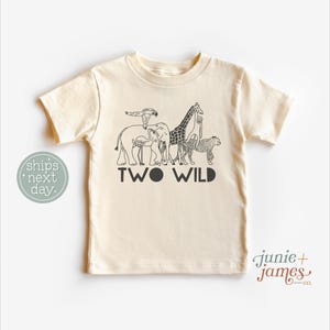 TWO WILD 2nd Birthday Tee - Wild Animals Birthday Toddler Shirt - Cheetah Elephant Giraffe Birthday Toddler Tee