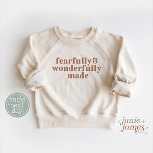 Fearfully & Wonderfully Made Toddler Sweatshirt - Scripture Christian Faith Toddler Crewneck - Retro Christian Toddler Pullover