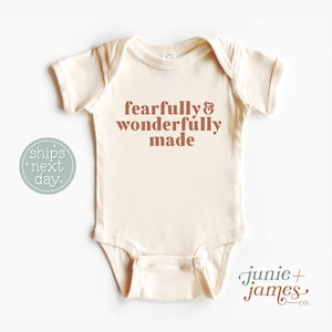 Fearfully & Wonderfully Made Onesie® - Scripture Christian Faith Onesie® - Retro Christian Baby Bodysuit