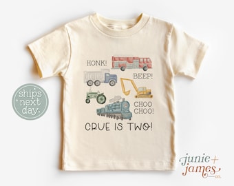 Honk Beep Choo Choo! Birthday T-Shirt - Vehicle Birthday Toddler Shirt - Dump Truck Fire Truck Transportation Toddler Tee