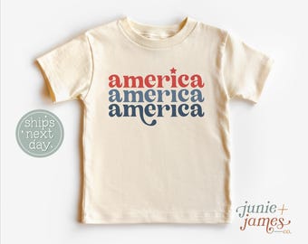 Retro America Stacked Toddler Shirt - Retro Americana Patriotic Toddler Shirt - 4th of July Toddler T-shirt