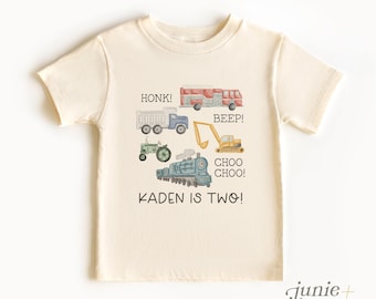Honk Beep Choo Choo! Birthday T-Shirt - Vehicle Birthday Toddler Shirt - Dump Truck Fire Truck Transportation Toddler Tee