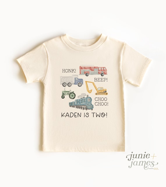 Honk Beep Choo Choo! Birthday T-Shirt - Vehicle Birthday Toddler Shirt - Dump Truck Fire Truck Transportation Toddler Tee