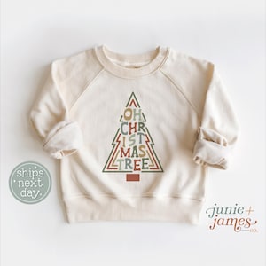 Oh Christmas Tree Toddler Sweatshirt - Retro Christmas Toddler Crewneck - Retro Holiday Neutral Toddler Pullover
