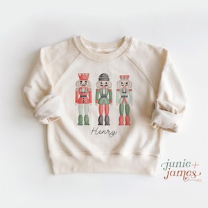 Christmas Nutcracker Personalized Toddler Name Sweatshirt - Vintage Holiday Boy Name Crewneck - Customized Name Toddler Shirt