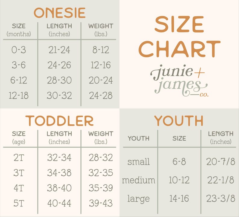 the size chart for a child's size chart