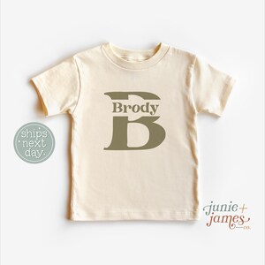 Personalized Boy Name Letter Monogram Toddler Shirt - Minimal Boy Name T-shirt - Customized Name Toddler Shirt