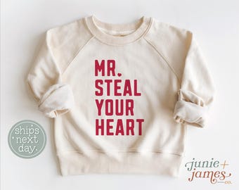 Mr. Steal Your Heart Toddler Sweatshirt - Retro Valentine Boy Toddler Crewneck - Minimal Boy Neutral Toddler Pullover