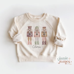 Christmas Nutcracker Personalized Toddler Name Sweatshirt - Vintage Pink Holiday Girl Name Crewneck - Customized Name Toddler Shirt