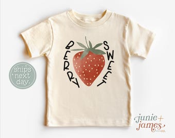 Berry Sweet Toddler Shirt - Retro Summer Strawberry Toddler Shirt - Berry Picking T-shirt