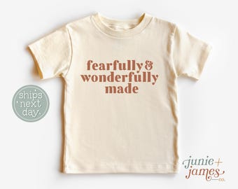 Fearfully & Wonderfully Made Toddler Shirt - Scripture Christian Faith Toddler Shirt - Retro Christian Toddler Tee