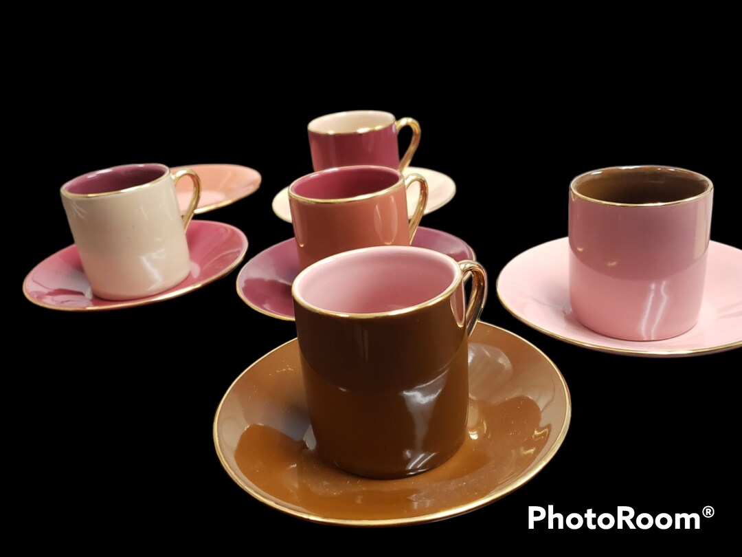 Set of 5 Classic Coffee and Tea Espresso Cups With Saucers and 1 Extra