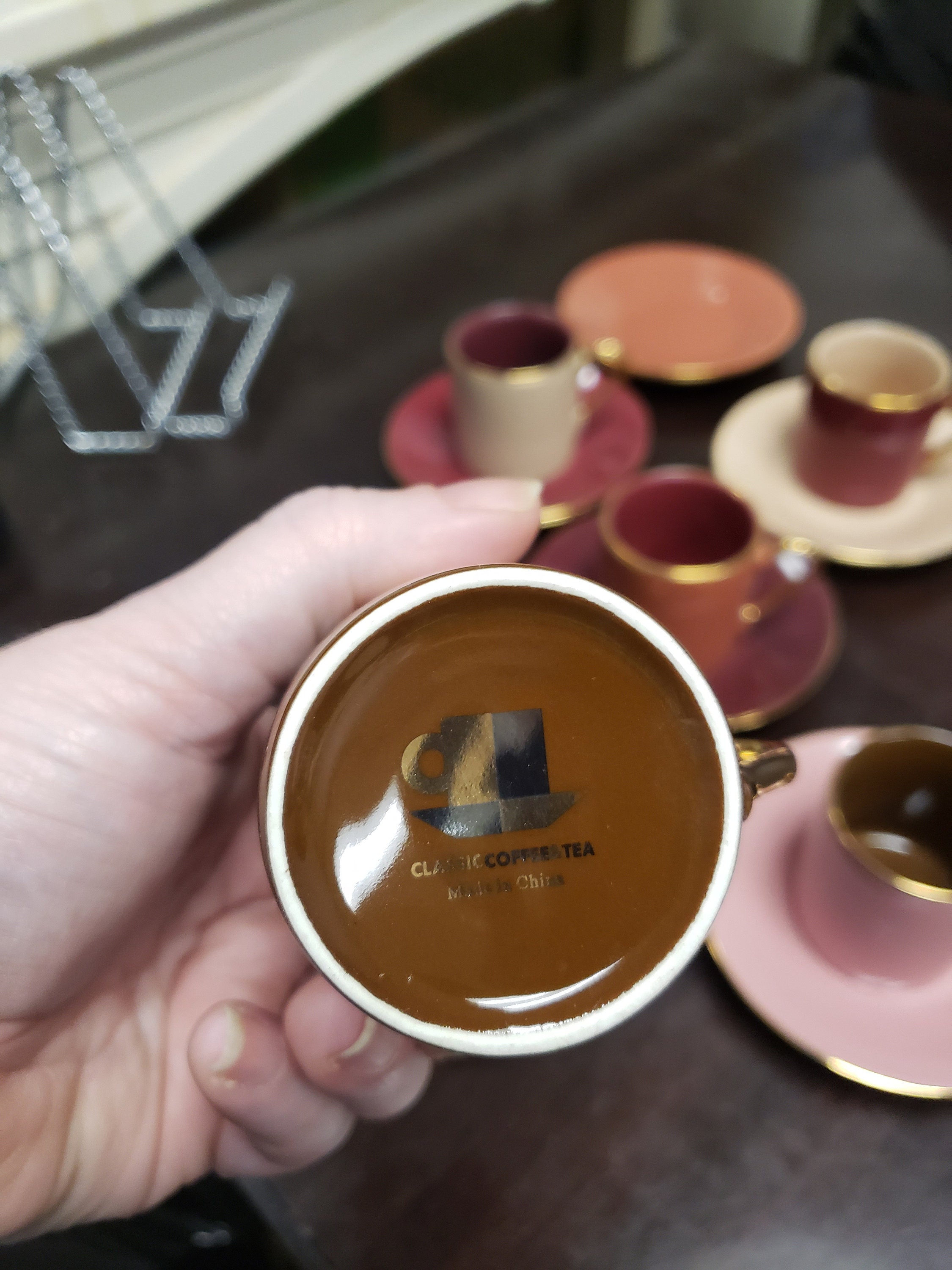 Set of 5 Classic Coffee and Tea Espresso Cups With Saucers and 1 Extra