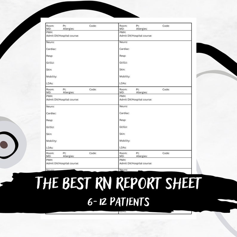 nurse report sheet for 6 patients