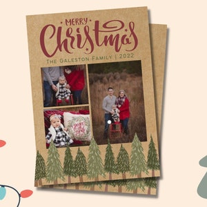 Tarjeta de Navidad con foto de Kraft Trees