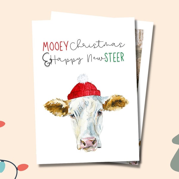 Cow Christmas Card - Etsy