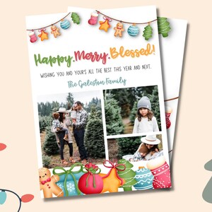 Cartão de Natal da família | Cartão de Natal editável | Personalizado | Cartão de Natal para impressão | Cartão de Natal da foto | Diversão | Colorido | Família