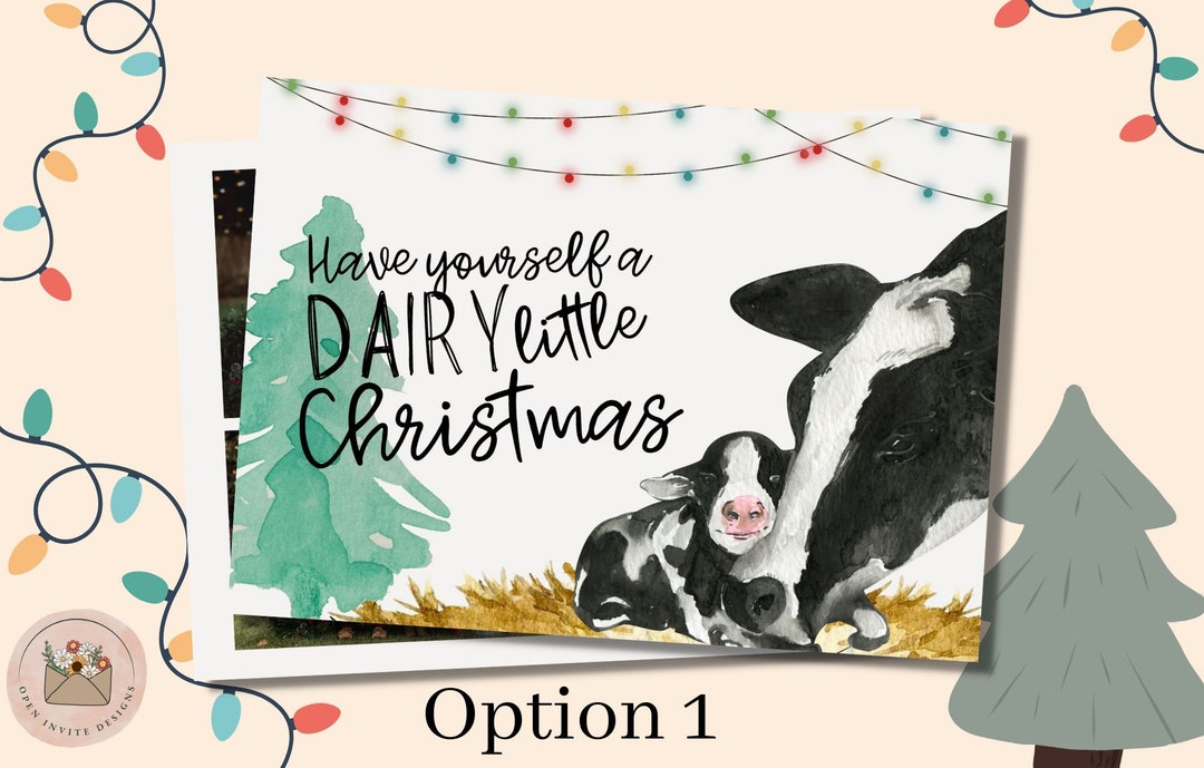 Cow Christmas Card Editable Christmas Card Personalized Farm Christmas ...
