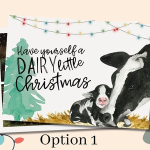 Cartão de Natal da vaca | Cartão de Natal editável | Personalizado | Fazenda Natal | Cartão de Natal da foto | Vacas | Vacas leiteiras | Vacas de corte