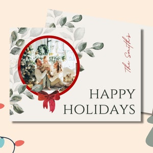 Cartão de Natal | Cartão de Natal editável | Modelo Canva | Cartão de Natal para impressão | Cartão de Natal com foto
