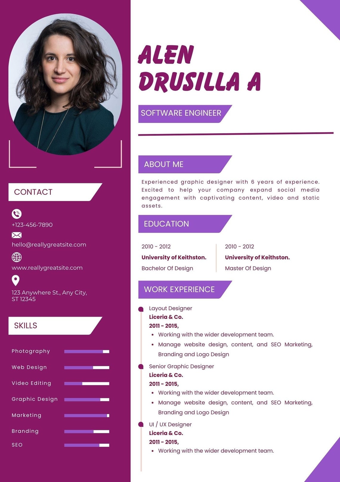 Resume Template Etsy