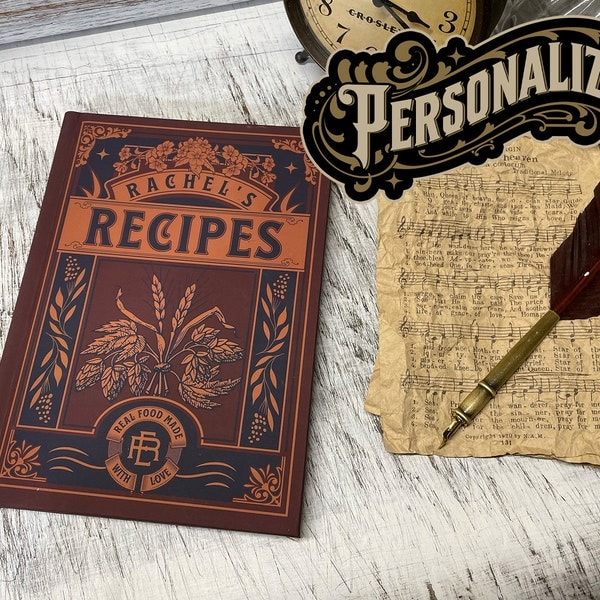 Personalized Cookbook, Vintage Style Journals, Family Gifts Ideas For Christmas