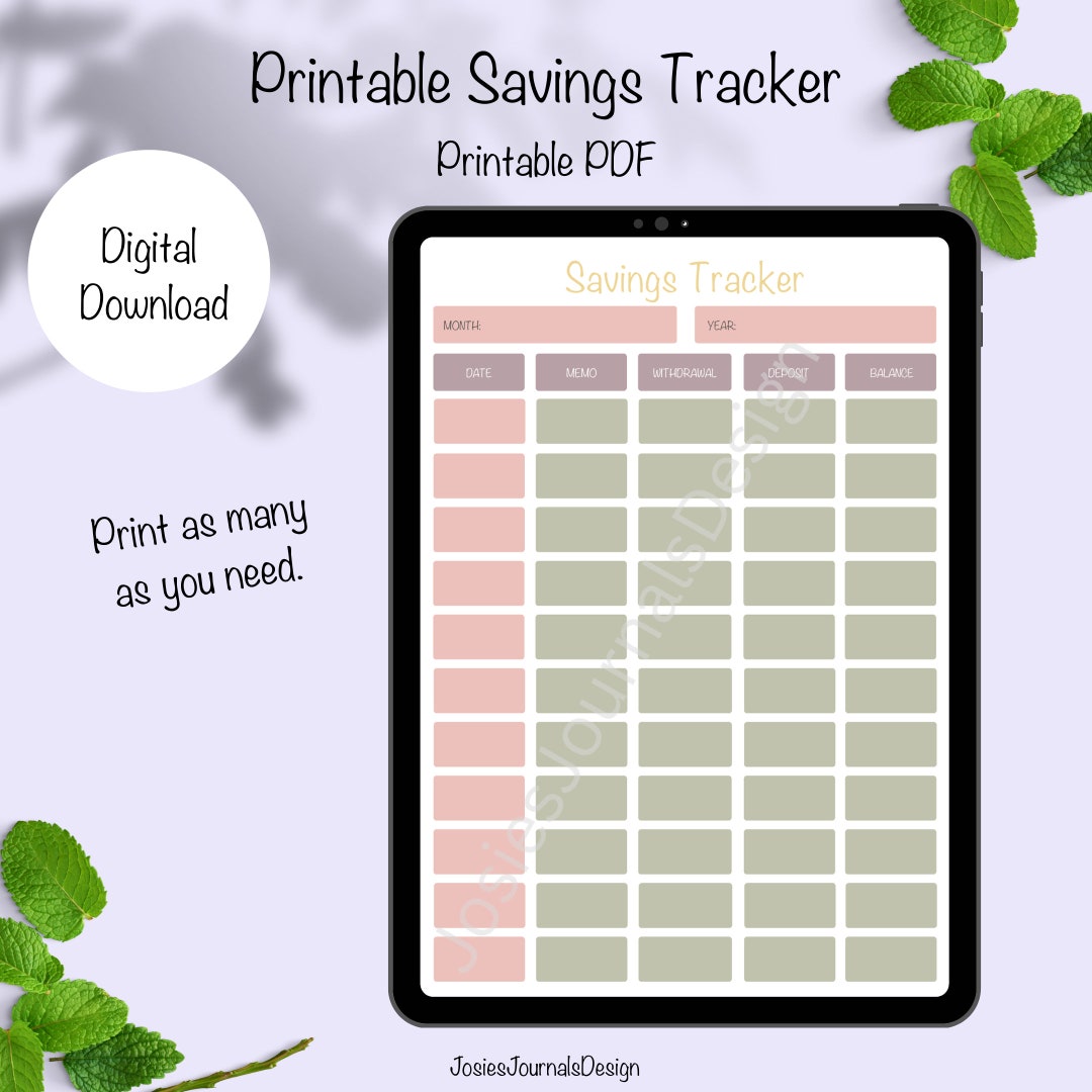 Savings Tracker Printable Tracker Savings Challenge Etsy