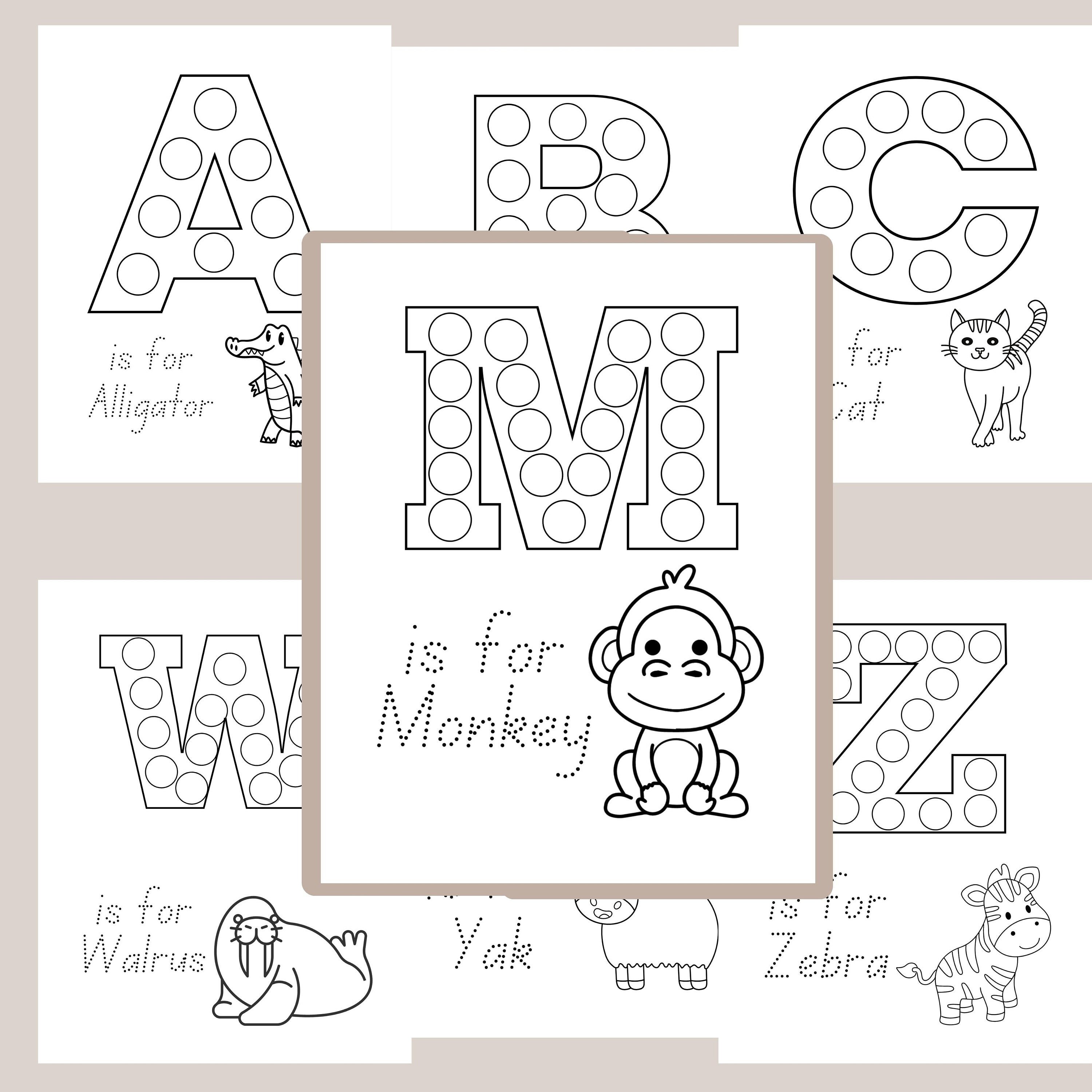 Dot Marker Alphabet Printable Activity Pages Do a Dot Abc Etsy Canada