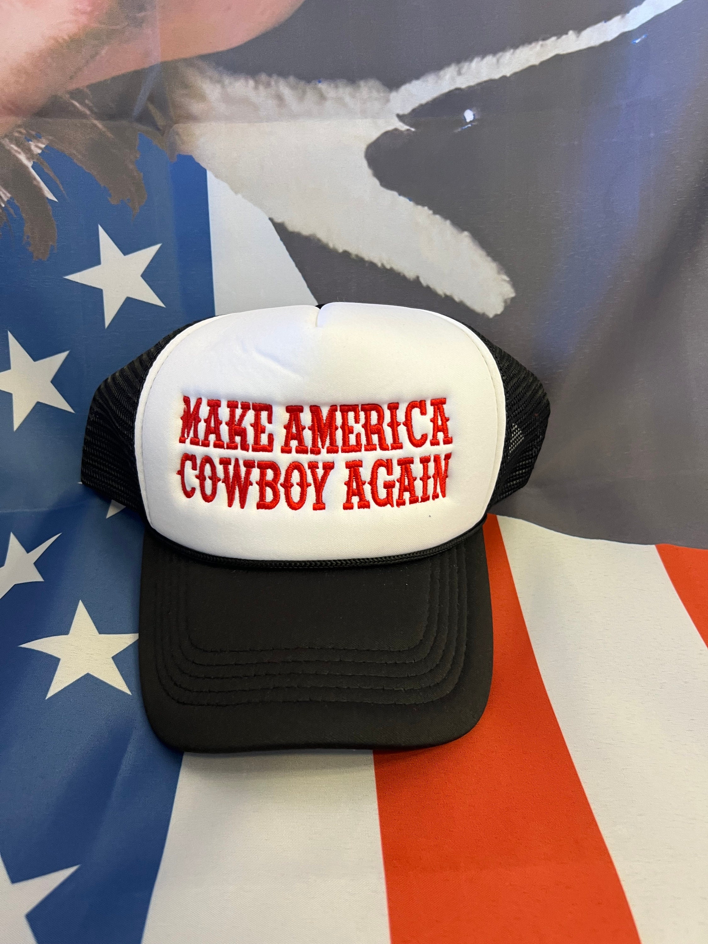 Make America Cowboy Again Patriotic Western Trucker Hat NWT Boutique Make America Cowboy hat – Lifeinkeywest main image 4