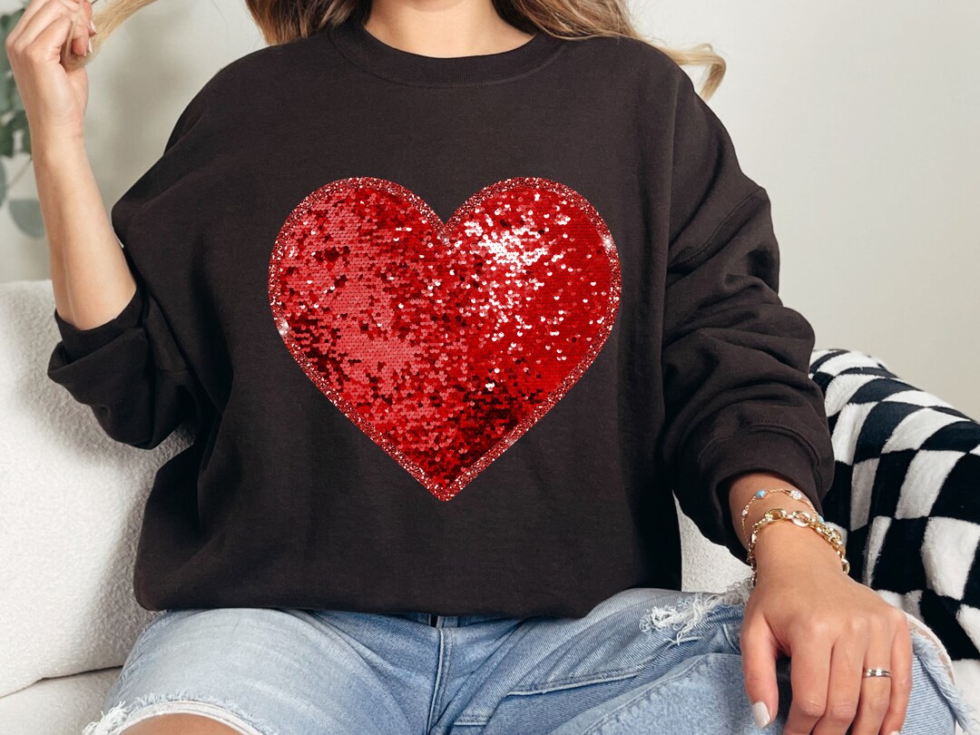Rotes Valentinstag Herz Png, Faux Glitter Herzen Png, Faux Pailletten