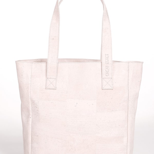 WHITE EGRET Korktasche - Veganer Shopper - Minimalistisch - weiß