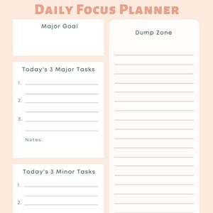Daily Focus Planner, Goal Planner, Productivity Tracker, Productivity Planner, Brain Dump Journal, Daily Planner, Productivity List