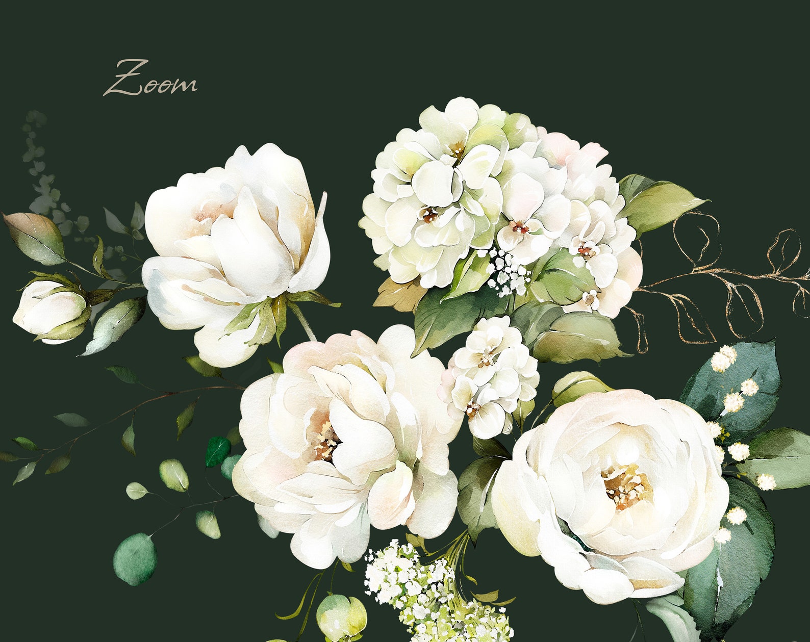 Watercolor Flower White Cream Roses Floral Garden Bouquets PNG Clipart ...