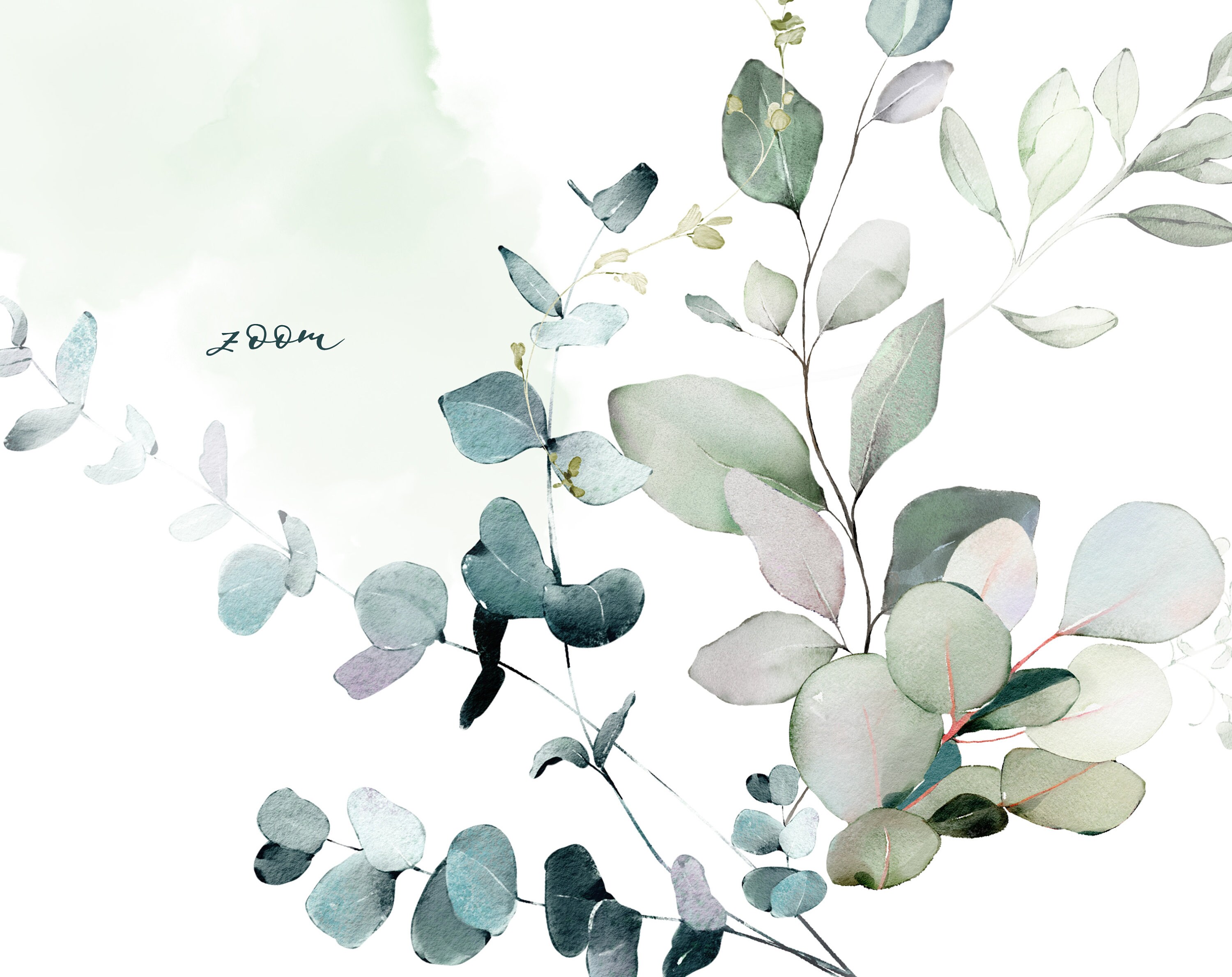 Watercolor Eucalyptus Greenery Bouquets PNG Clipart Set, Wedding ...