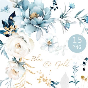 Aquarel bloem blauwe bloemen, rozen, pioenrozen, bloementuin Boeketten PNG Clipart, bruiloft digitale set, bundel Lisima boho clip art