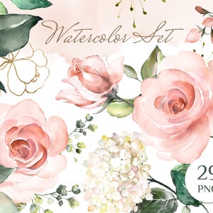 Aquarel bloem Roze rozen bloementuin Boeketten PNG Clipart, bruiloft digitale groene bladeren kruiden Lisima