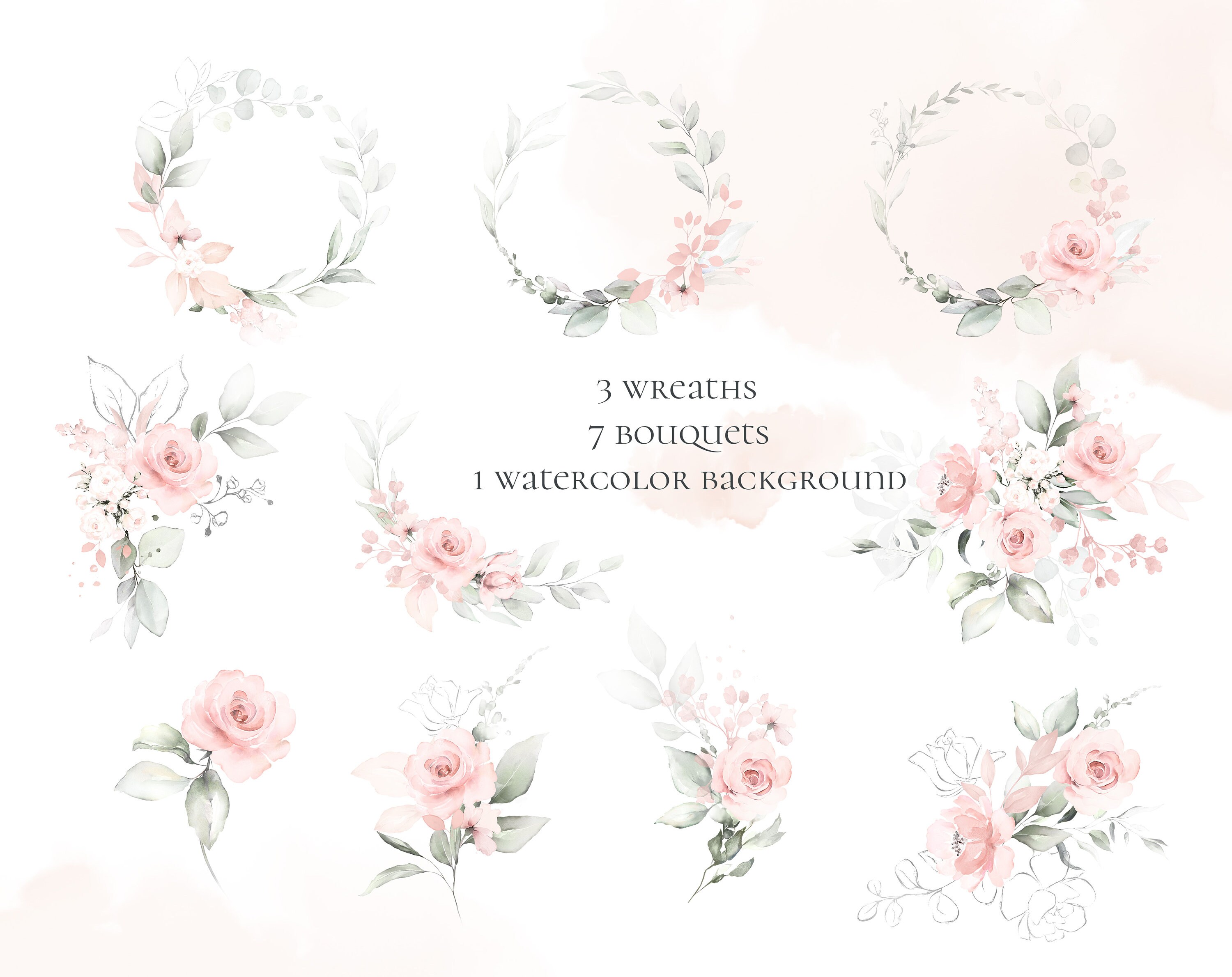 Watercolor Flower Pink Roses Floral Garden Bouquets PNG Clipart ...