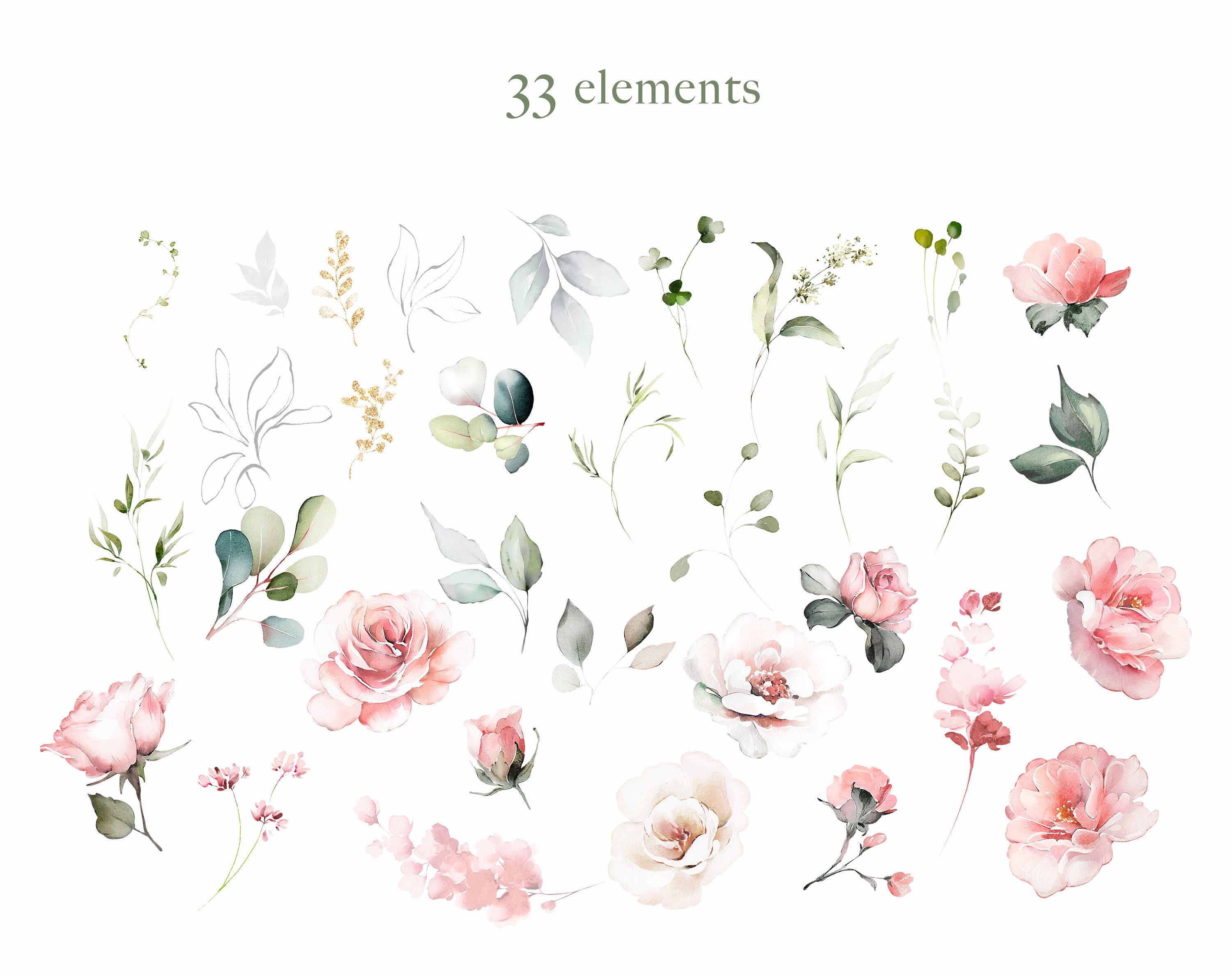 Watercolor Flower Pink Roses, Peonies, Floral Garden PNG Clipart ...