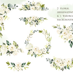 Watercolor Flower White Cream Roses Floral Garden Bouquets PNG Clipart ...