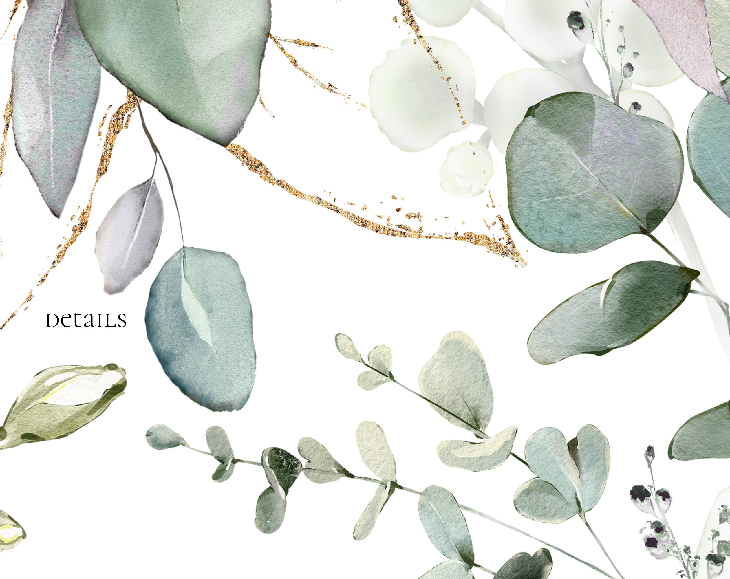 Watercolor Eucalyptus Greenery Bouquets PNG Clipart, Wedding Digital ...