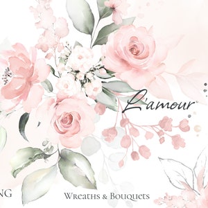 Aquarelle fleur roses roses jardin floral Bouquets PNG Clipart, mariage numérique fleurs sauvages feuilles vertes herbes Lisima