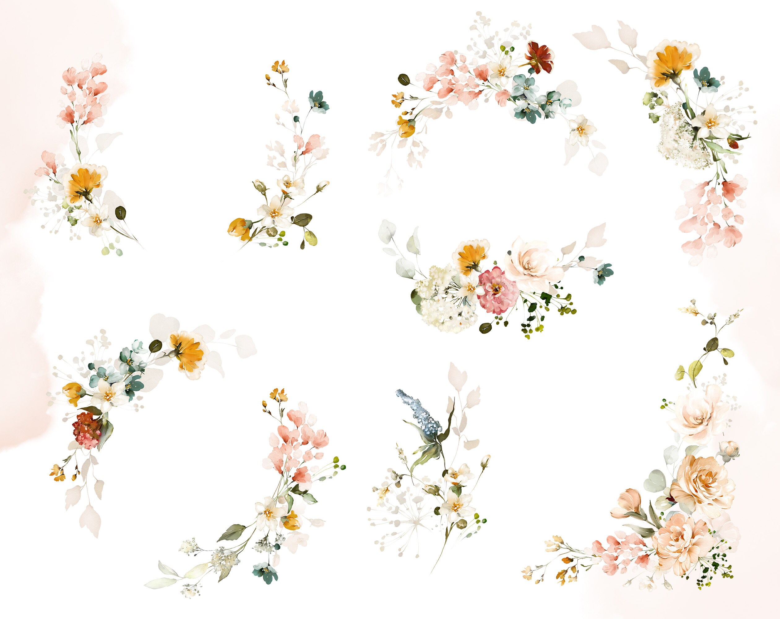 Watercolor Flower Pink Roses Floral Garden Bouquets PNG Clipart ...