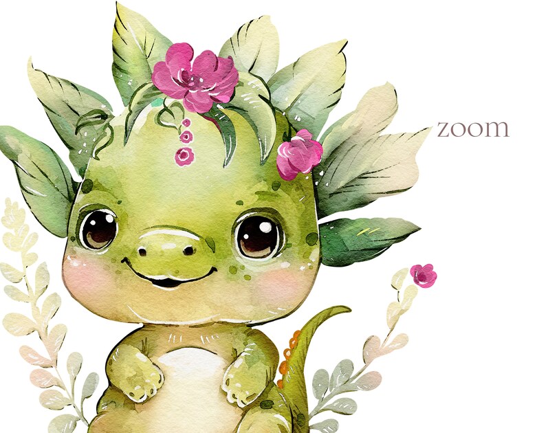Dinosaurs Watercolor PNG, Cute Clipart, Baby Animal, Nursery Decor ...
