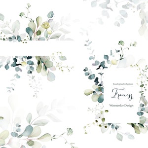 Watercolor Eucalyptus Greenery Bouquets PNG Clipart Set, Wedding ...