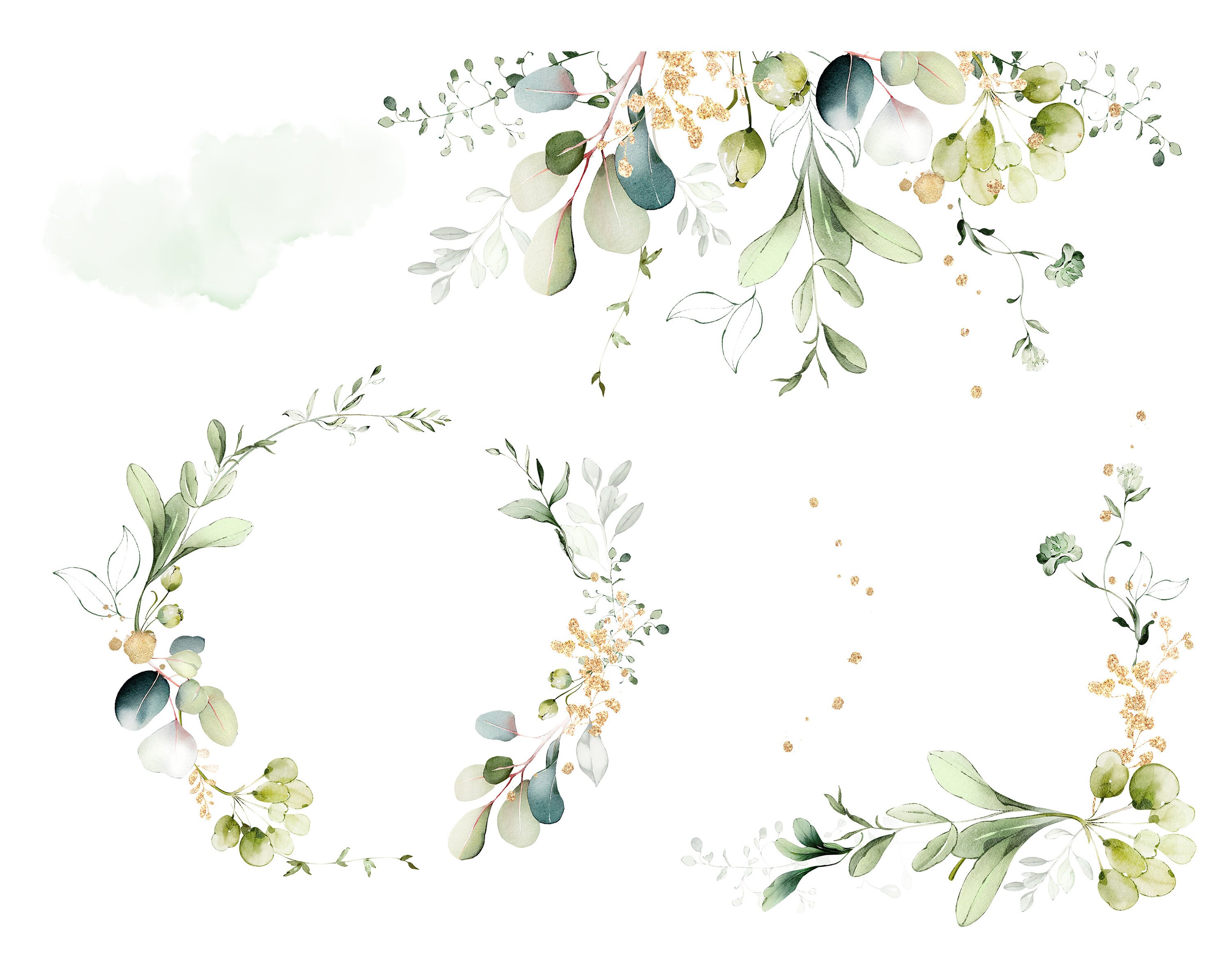Watercolor Eucalyptus Greenery Bouquets PNG Clipart Wedding - Etsy