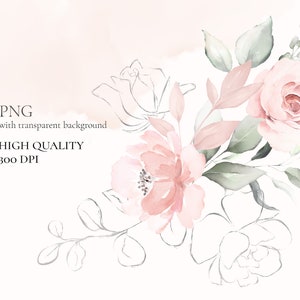 Watercolor Flower Pink Roses Floral Garden Bouquets PNG Clipart ...