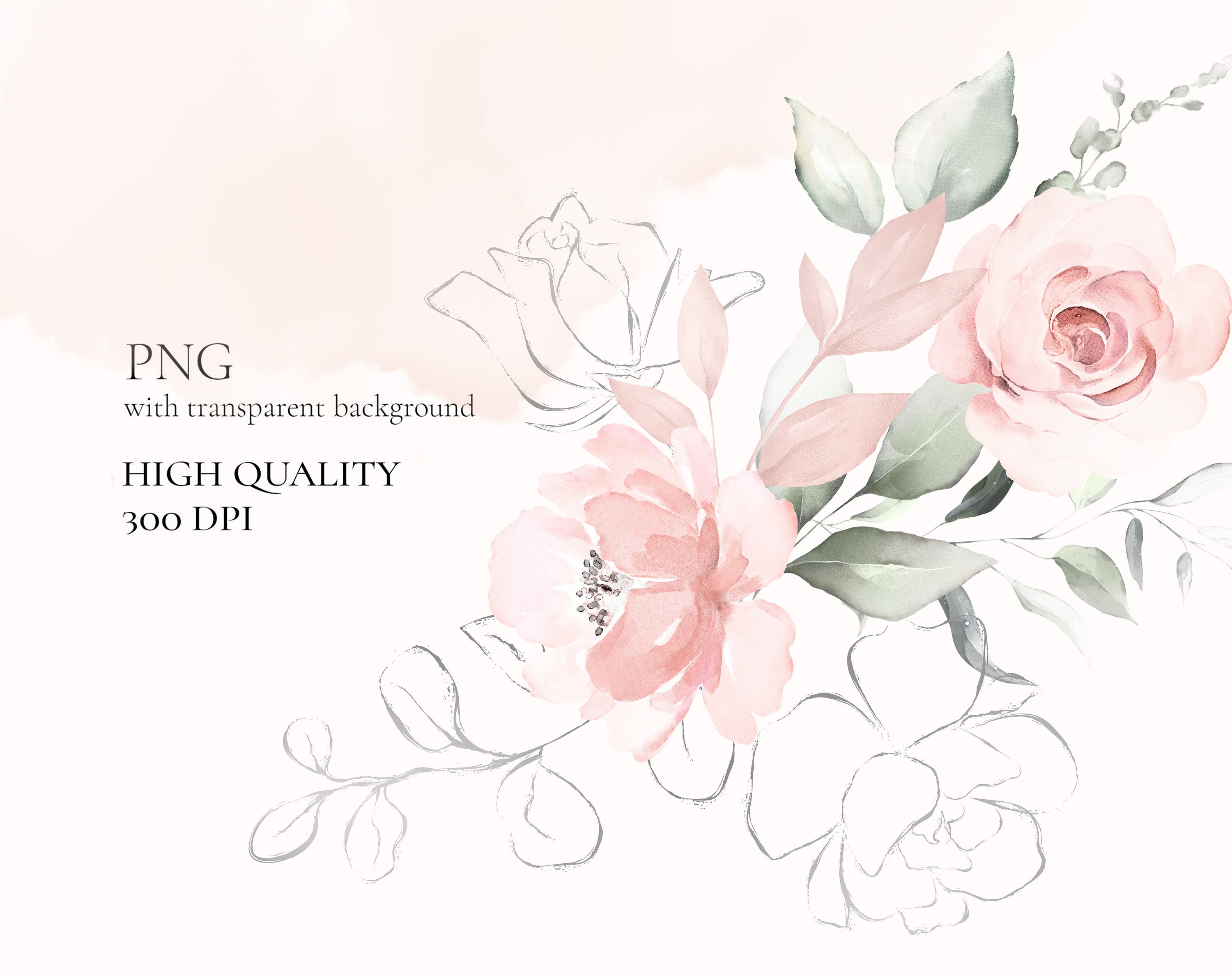 Watercolor Flower Pink Roses Floral Garden Bouquets PNG Clipart ...
